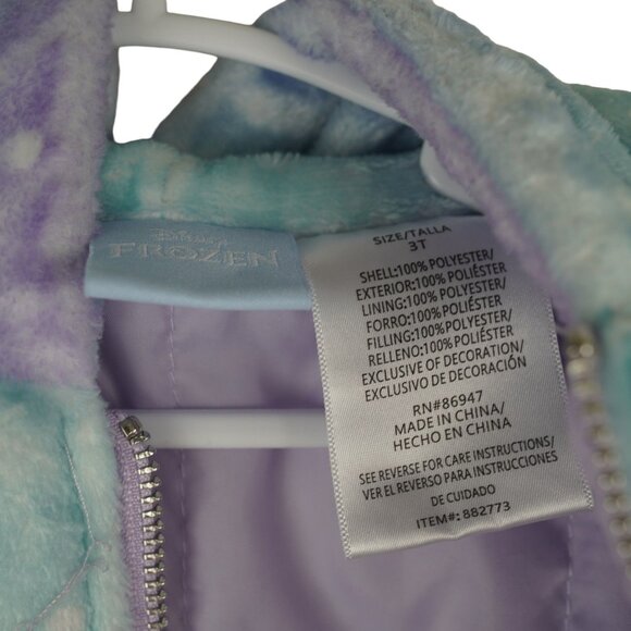 Disney Frozen Kids Hooded Jacket With Elsa & Anna Print Size‎ 3T 100% Polyester - Picture 4 of 5